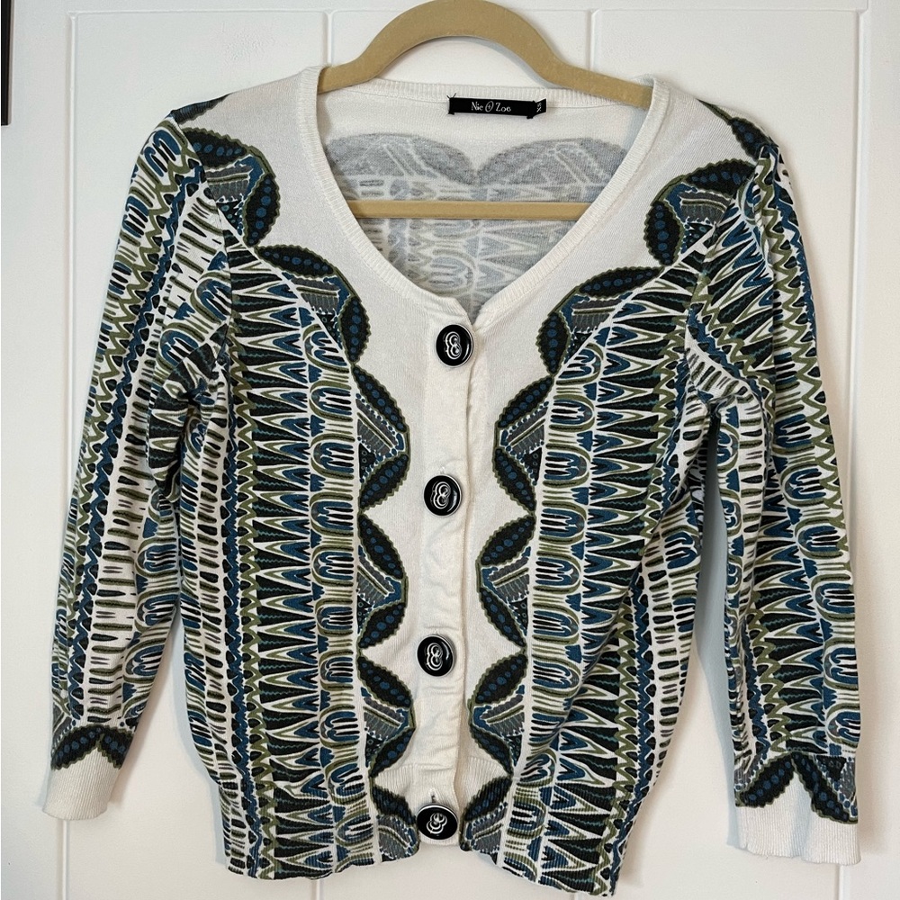 NIC+ZOE Abstract Cropped Cardigan